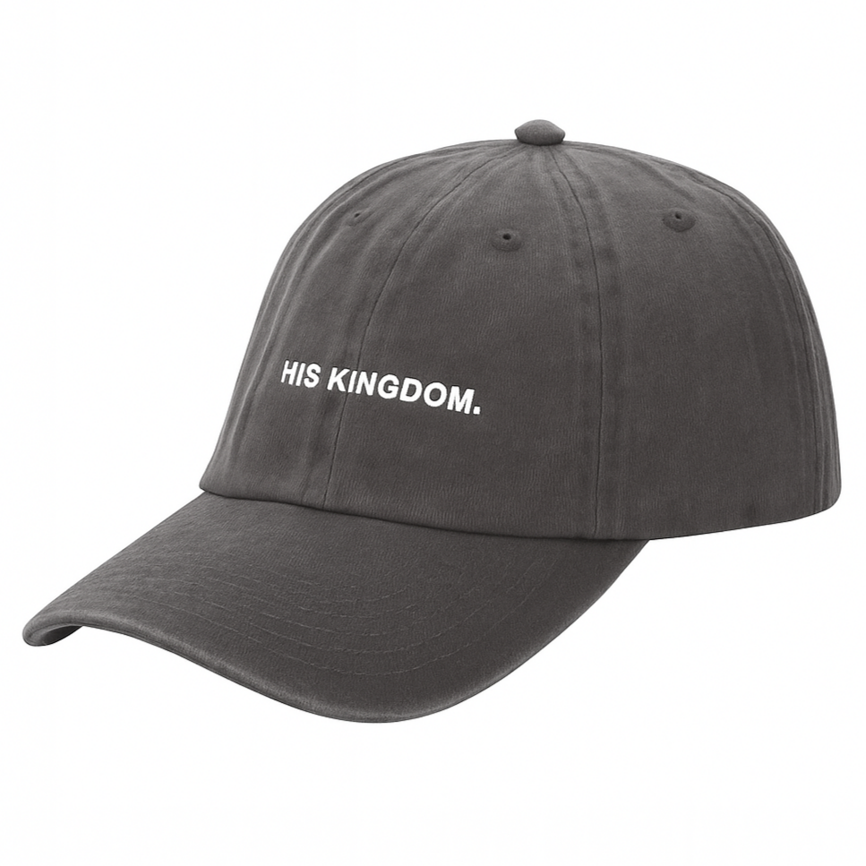 His Kingdom Washeded Dad Cap - Charcoal