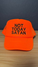 Load image into Gallery viewer, Orange Foam Trucker Hat 'Not Today Satan'